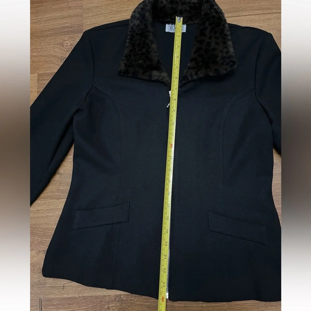 Womens Star C.C.C. City Clothing Company Zip Up Faux Fur Jacket Y2K 1990s Vintag